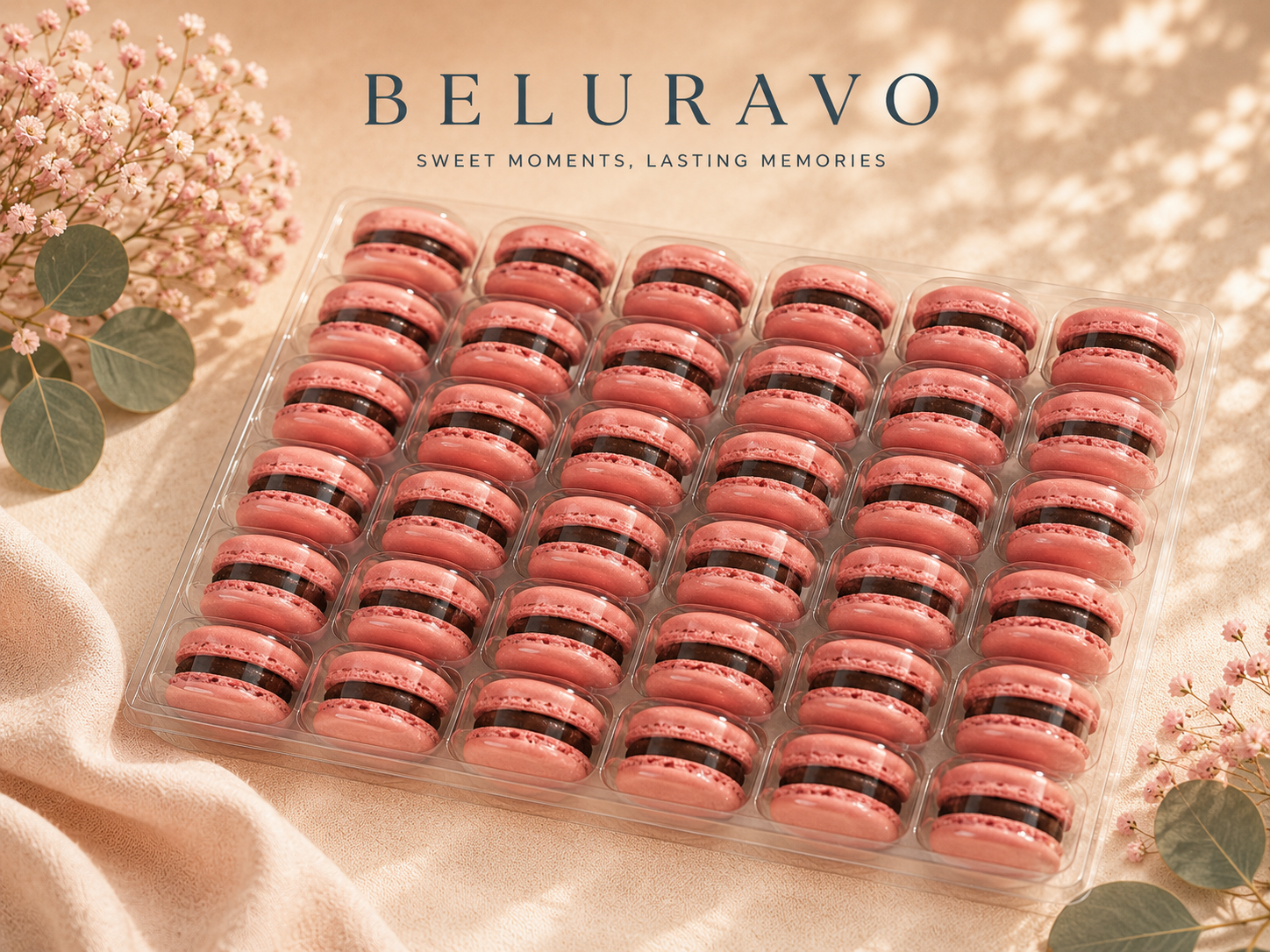 Classic Acai French Macarons | 36 Count | Made with Natural Colors | Gourmet Almond Cookies | Fresh Citrus Dessert