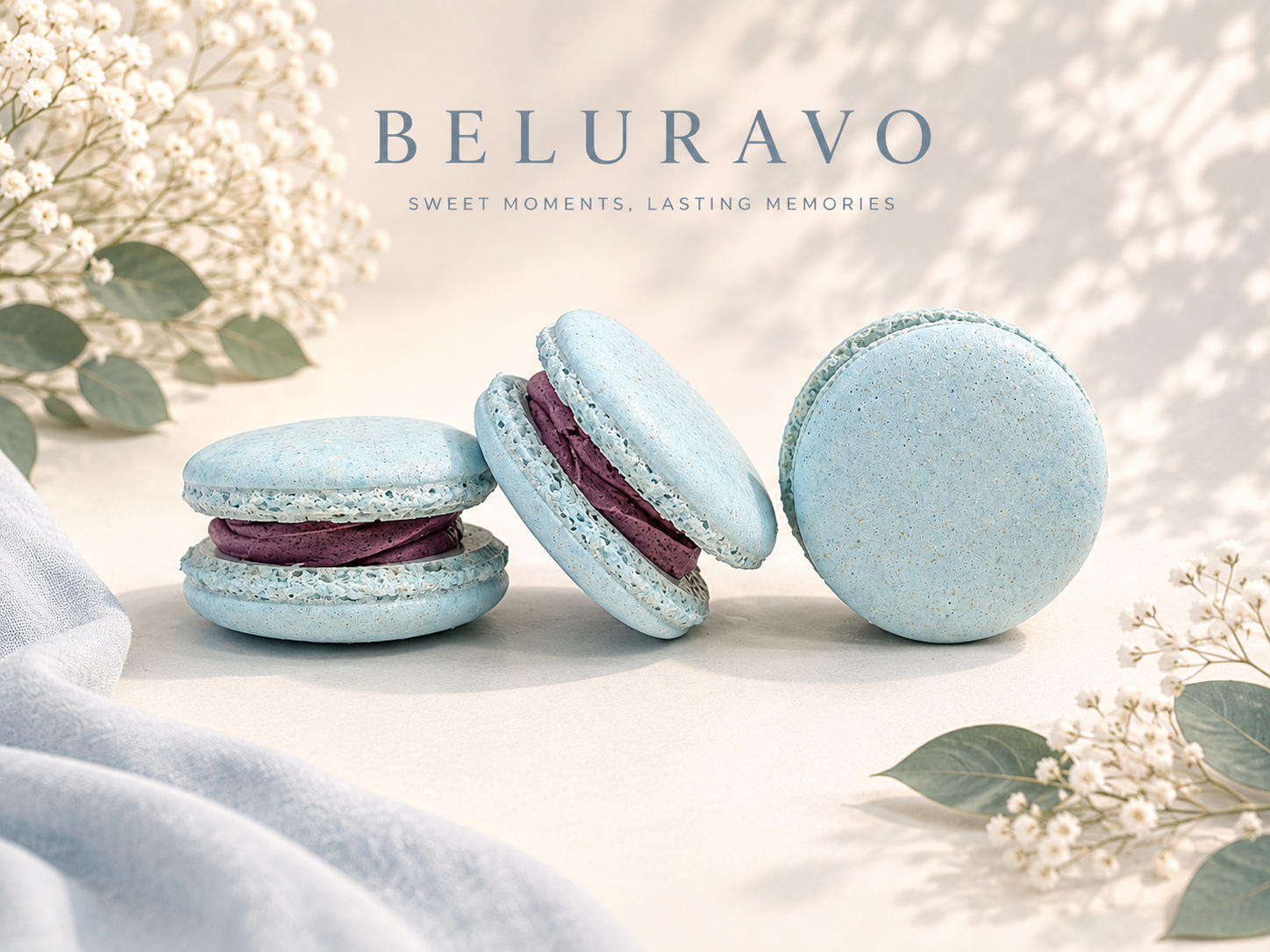 Classic Blueberry French Macarons | 36 Count | Made with Natural Colors | Gourmet Almond Cookies | Fresh Citrus Dessert