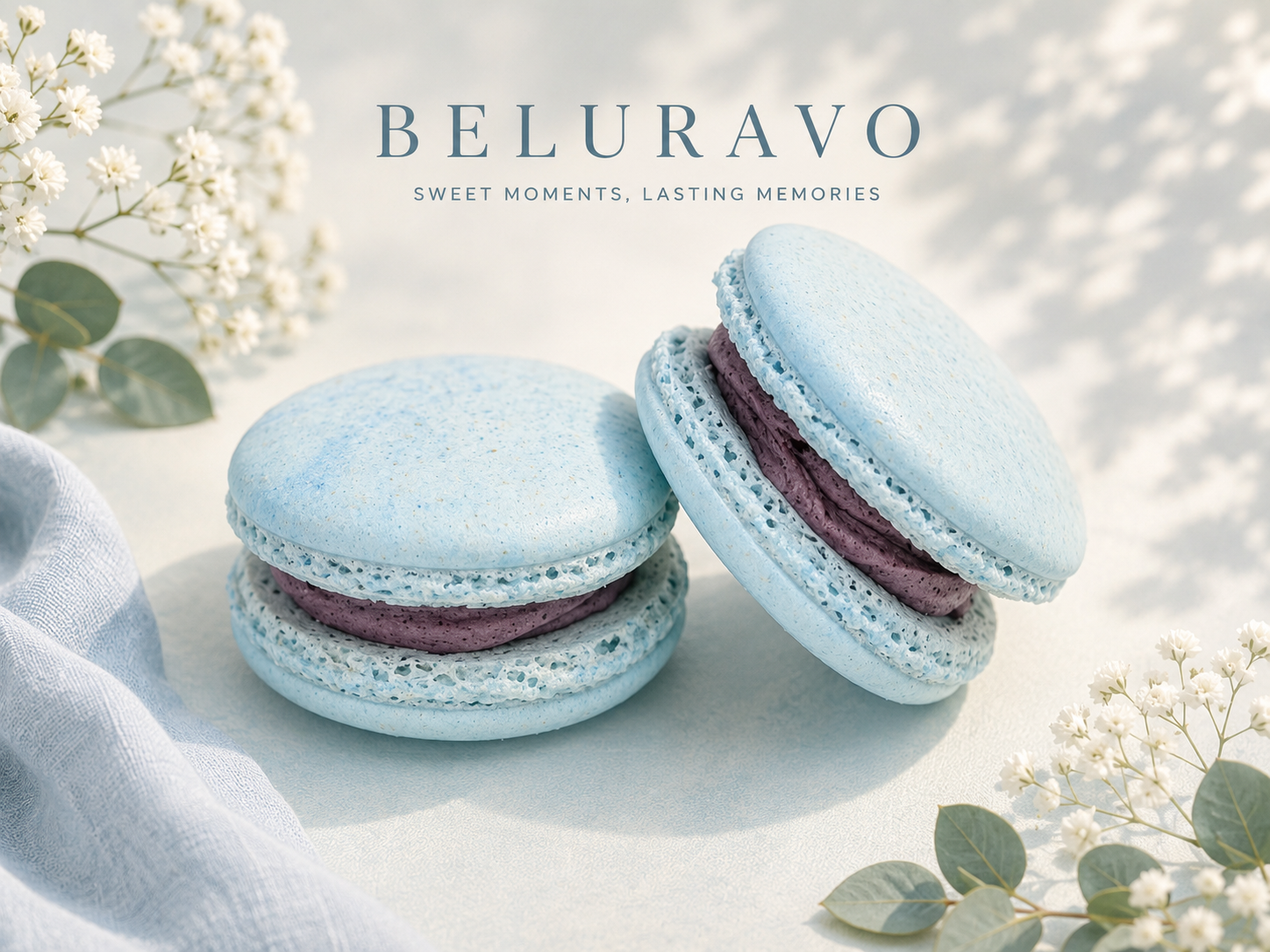 Classic Blueberry French Macarons | 36 Count | Made with Natural Colors | Gourmet Almond Cookies | Fresh Citrus Dessert