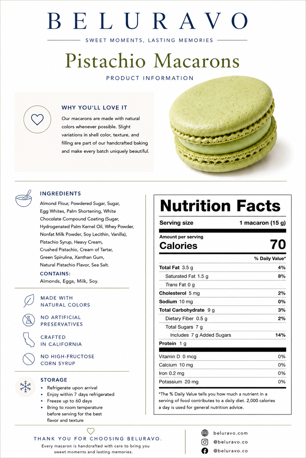 Classic Pistachio French Macarons | 36 Count | Made with Natural Colors | Gourmet Almond Cookies | Fresh Citrus Dessert
