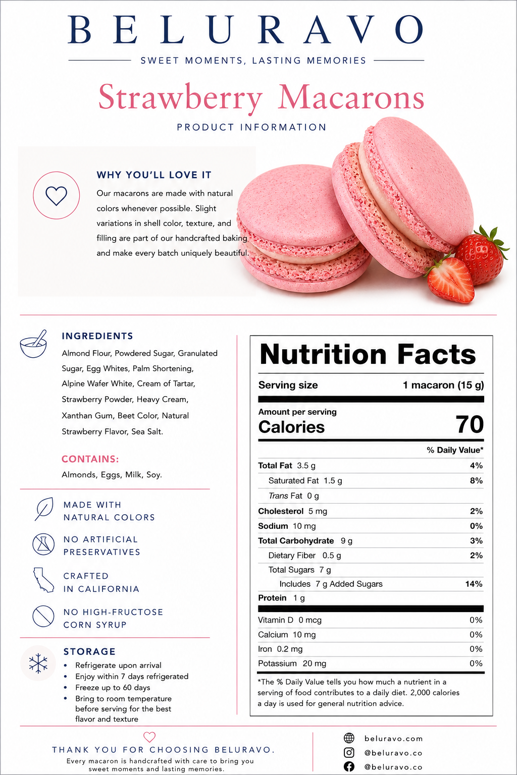 Classic Strawberry French Macarons | 36 Count | Made with Natural Colors | Gourmet Almond Cookies | Fresh Citrus Dessert