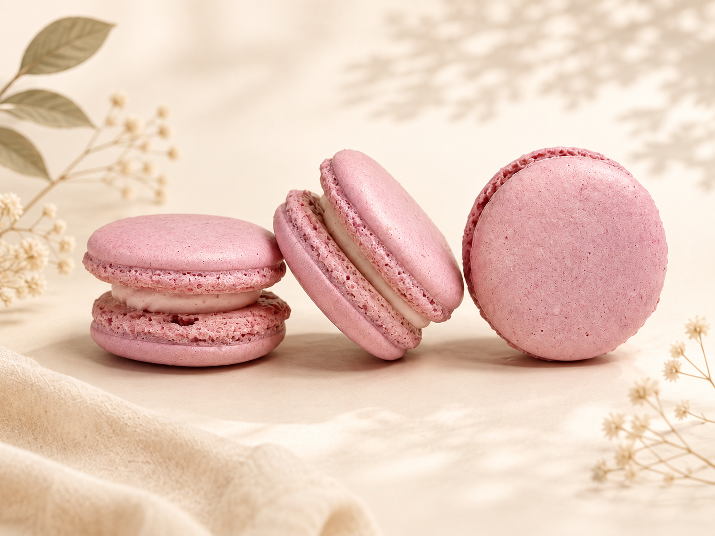 Classic Strawberry French Macarons | 36 Count | Made with Natural Colors | Gourmet Almond Cookies | Fresh Citrus Dessert