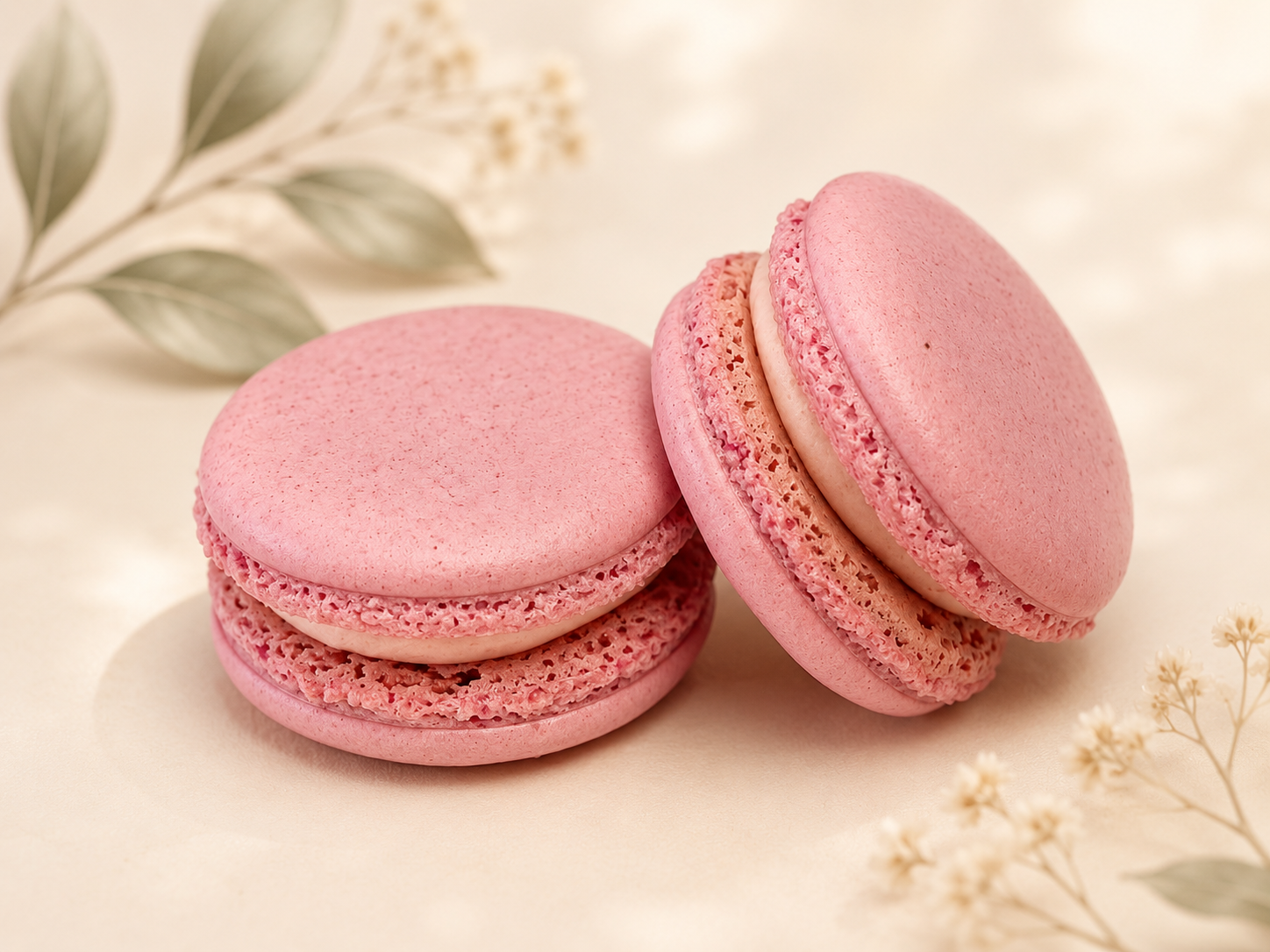 Classic Strawberry French Macarons | 36 Count | Made with Natural Colors | Gourmet Almond Cookies | Fresh Citrus Dessert
